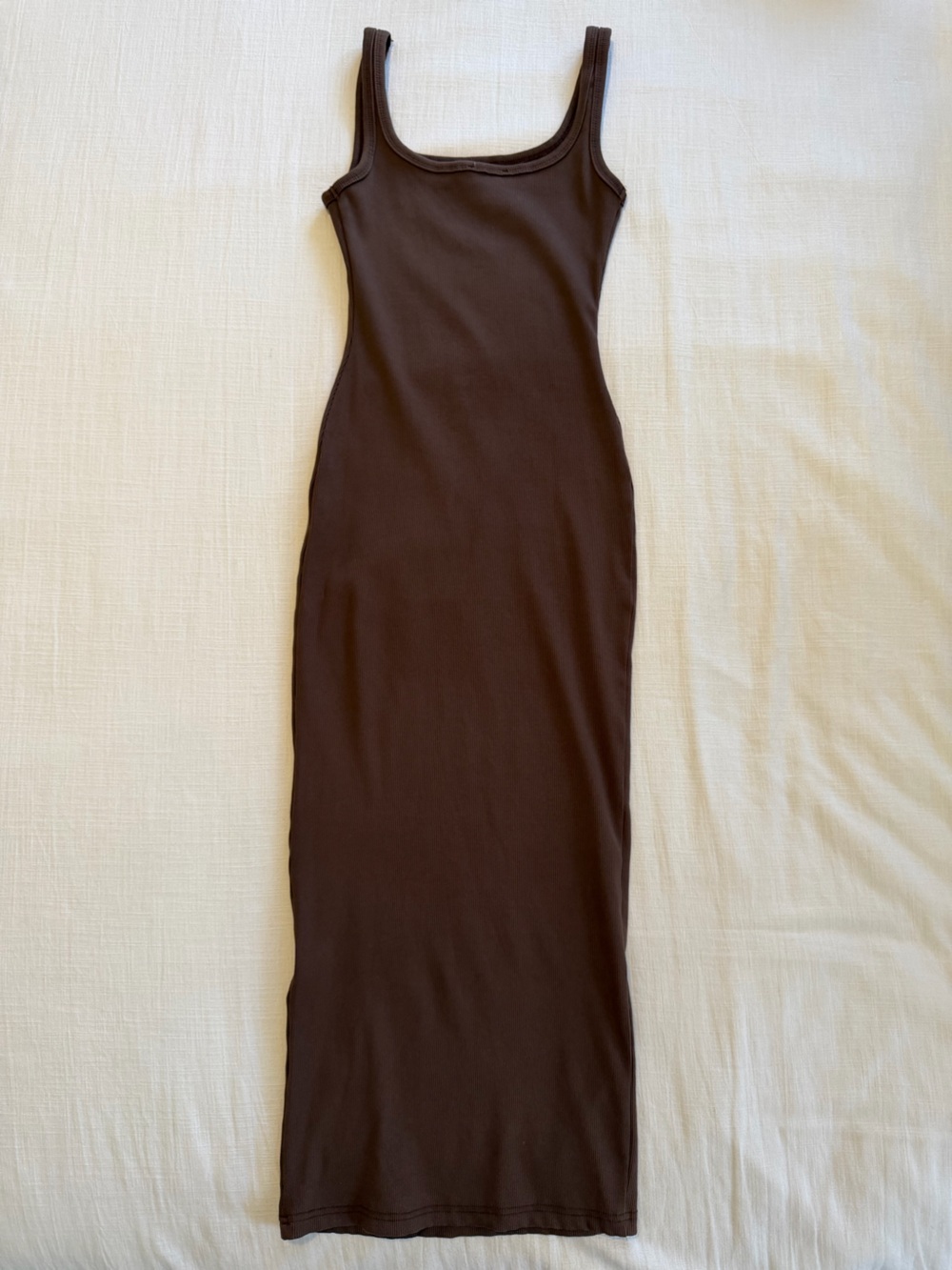 Bumpsuit Sculpting Rib Midi Dress Chocolate Brown Size XS - Picture 8 of 13